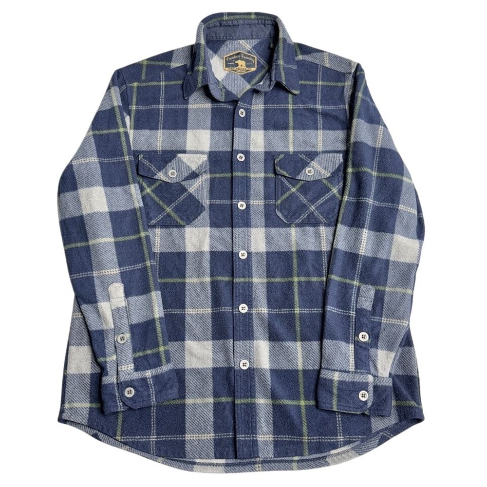 Freedom Foundry Shirt Men M Navy Blue Plaid‎ Flannel Button Down Casual Outdoor